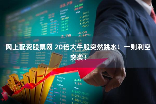 网上配资股票网 20倍大牛股突然跳水！一则利空突袭！